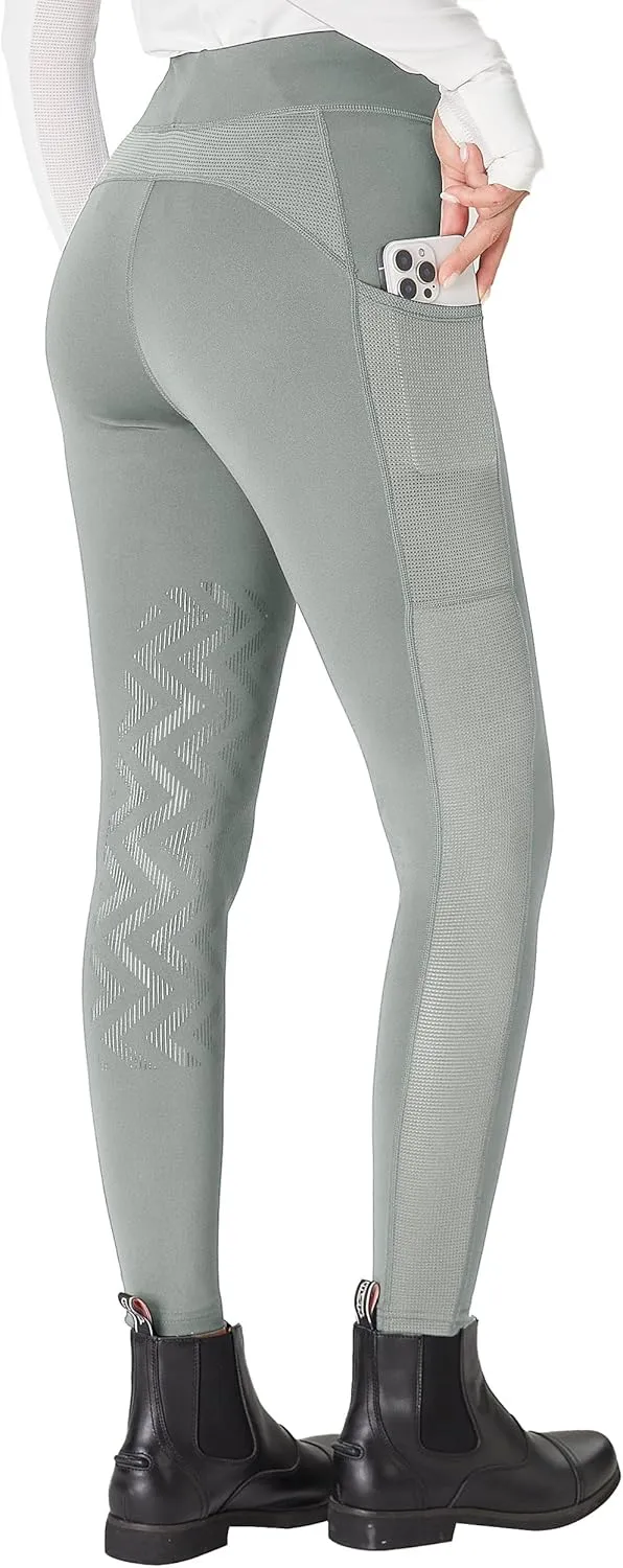 FitsT4 Sports Women's Horse Riding Pants Knee-Patch Riding Tights Ventilated Mesh Equestrian Breeches with Pockets
