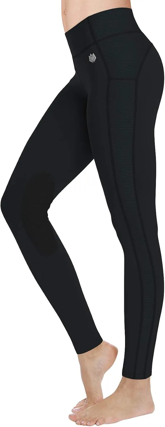 FitsT4 Sports Women's Riding Tights Knee Patch Ventilated Active Schooling Tights