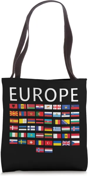 Flags of Europe, Europe Travel World Geography Country Flags Tote Bag