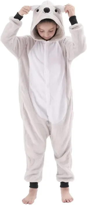 Flannel Animal Hooded Costume Kids Fleece Onesie for Boys Girls Halloween Cosplay
