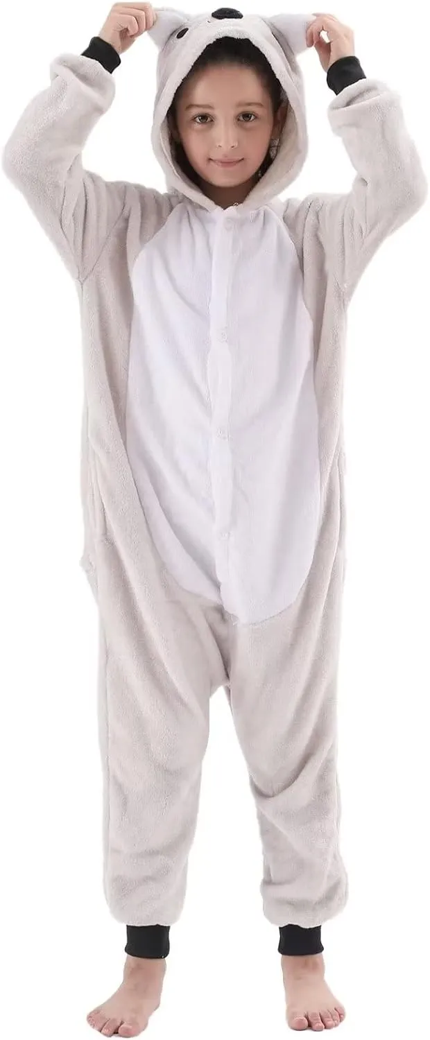 Flannel Animal Hooded Costume Kids Fleece Onesie for Boys Girls Halloween Cosplay
