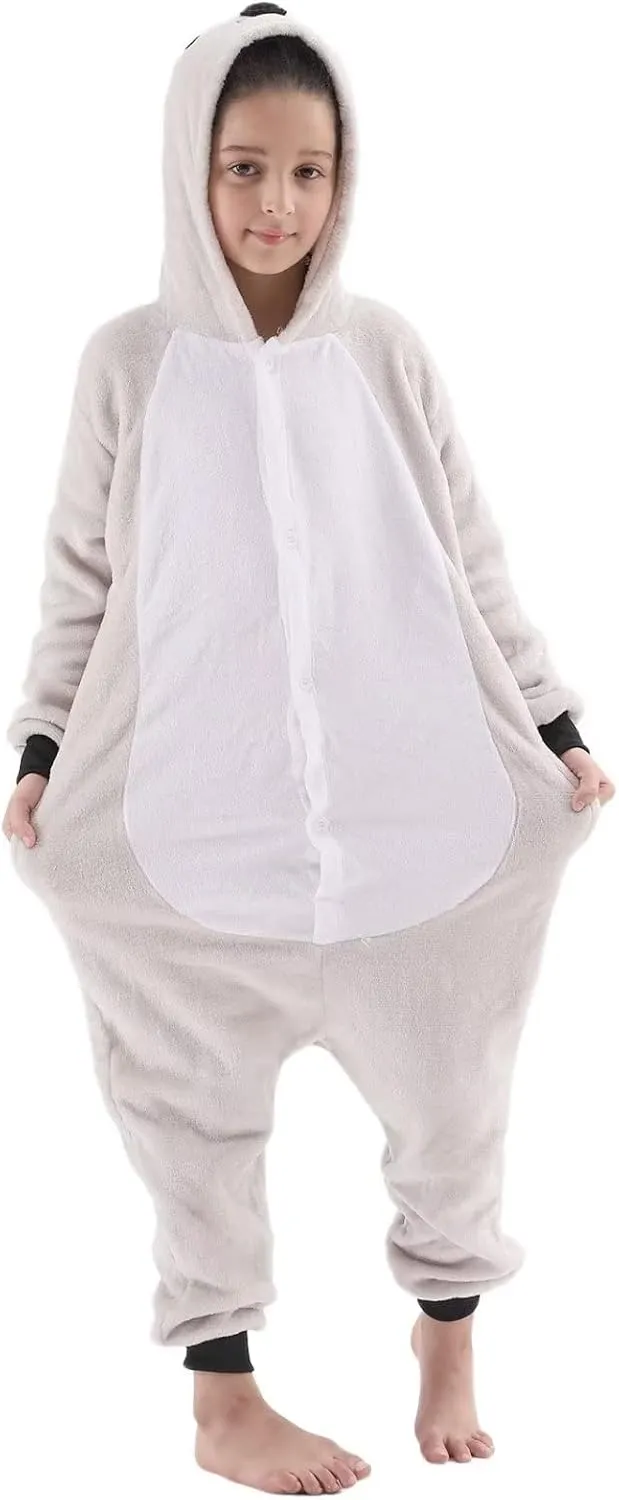Flannel Animal Hooded Costume Kids Fleece Onesie for Boys Girls Halloween Cosplay