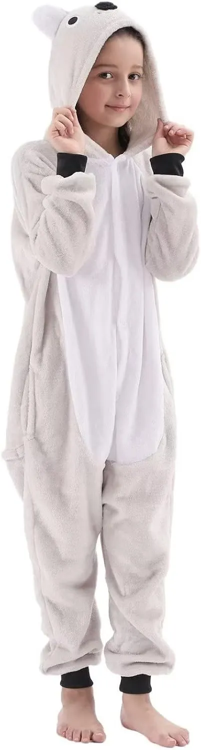 Flannel Animal Hooded Costume Kids Fleece Onesie for Boys Girls Halloween Cosplay