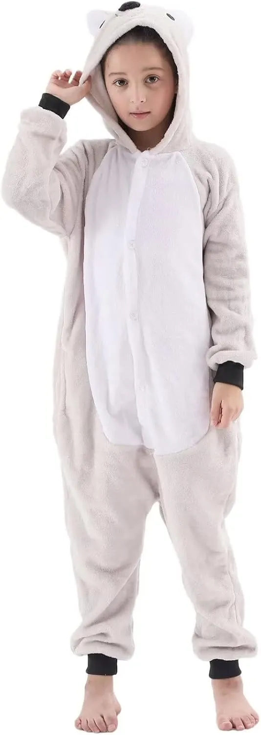 Flannel Animal Hooded Costume Kids Fleece Onesie for Boys Girls Halloween Cosplay