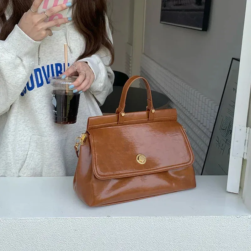 Fleur | Women's Chic Vintage Faux Leather Shoulder Bag