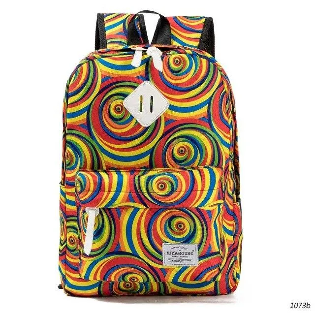 Floral Print Canvas Backpack Bag For Girls On Sale