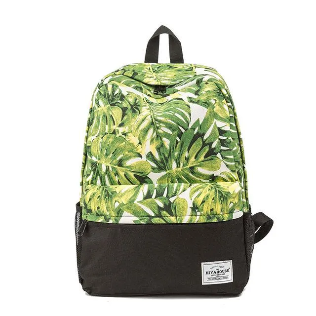 Floral Print Canvas Backpack Bag For Girls On Sale
