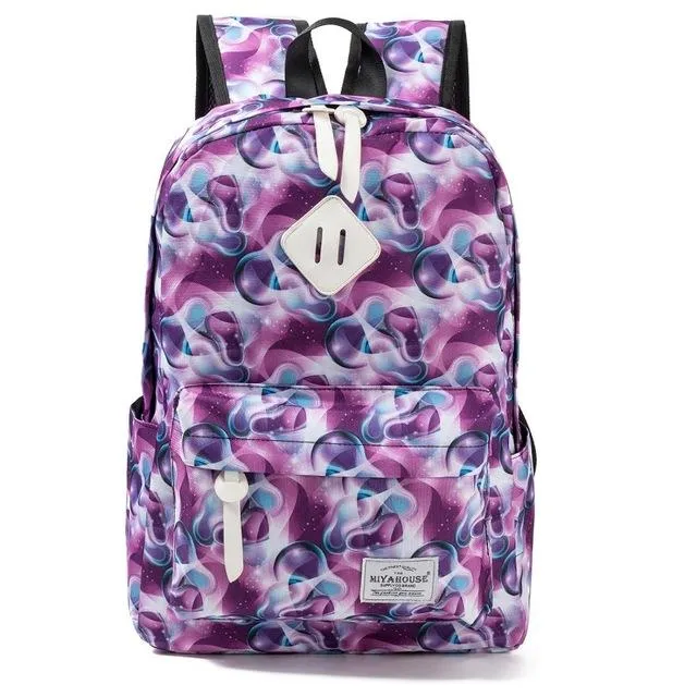 Floral Print Canvas Backpack Bag For Girls On Sale