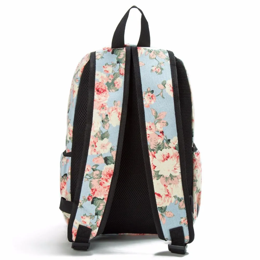 Floral Print Canvas Backpack Bag For Girls On Sale