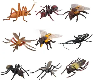 FLORMOON Insect Toys 9pcs Realistic Animal Figures Action Model Science Project, Learning Educational Toys, Birthday Gift, Cake Topper for Kids