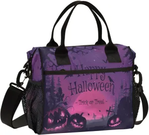 Fog-clouds-pumpkins-print2 Insulated Cooler Lunch Bag for Women Men, Reusable Lunch Tote Bag with Adjustable Shoulder Belt for Travel Picnic Working,M, Medium