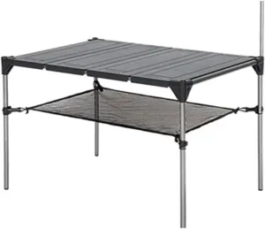 Folding Dining Table Lightweight Rain-Proof Detachable Outdoor Camping Desk Aluminum Alloy Folding Table Portable Picnic Fishing Beer Table (Color : with Lamp Holder)