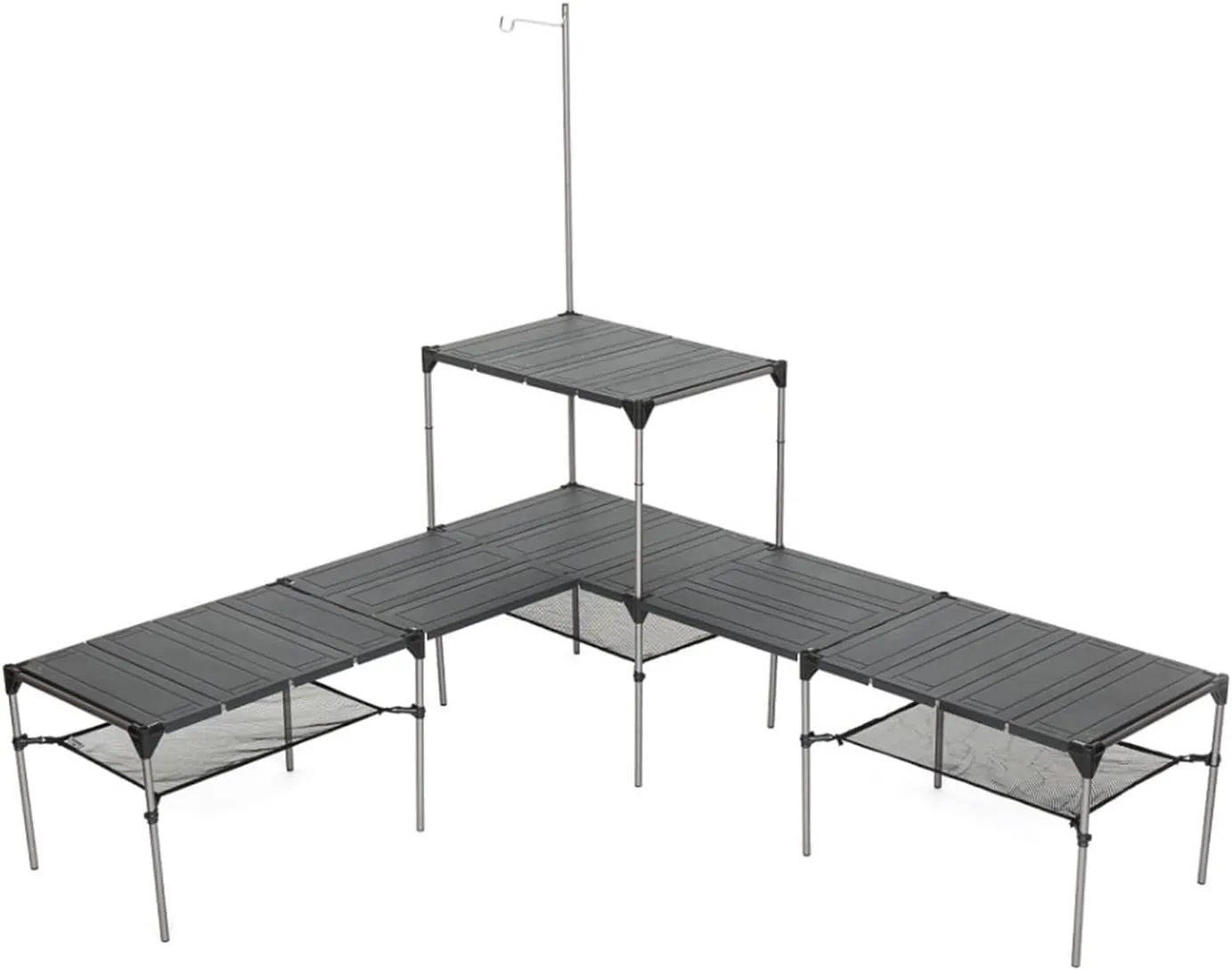 Folding Dining Table Lightweight Rain-Proof Detachable Outdoor Camping Desk Aluminum Alloy Folding Table Portable Picnic Fishing Beer Table (Color : with Lamp Holder)