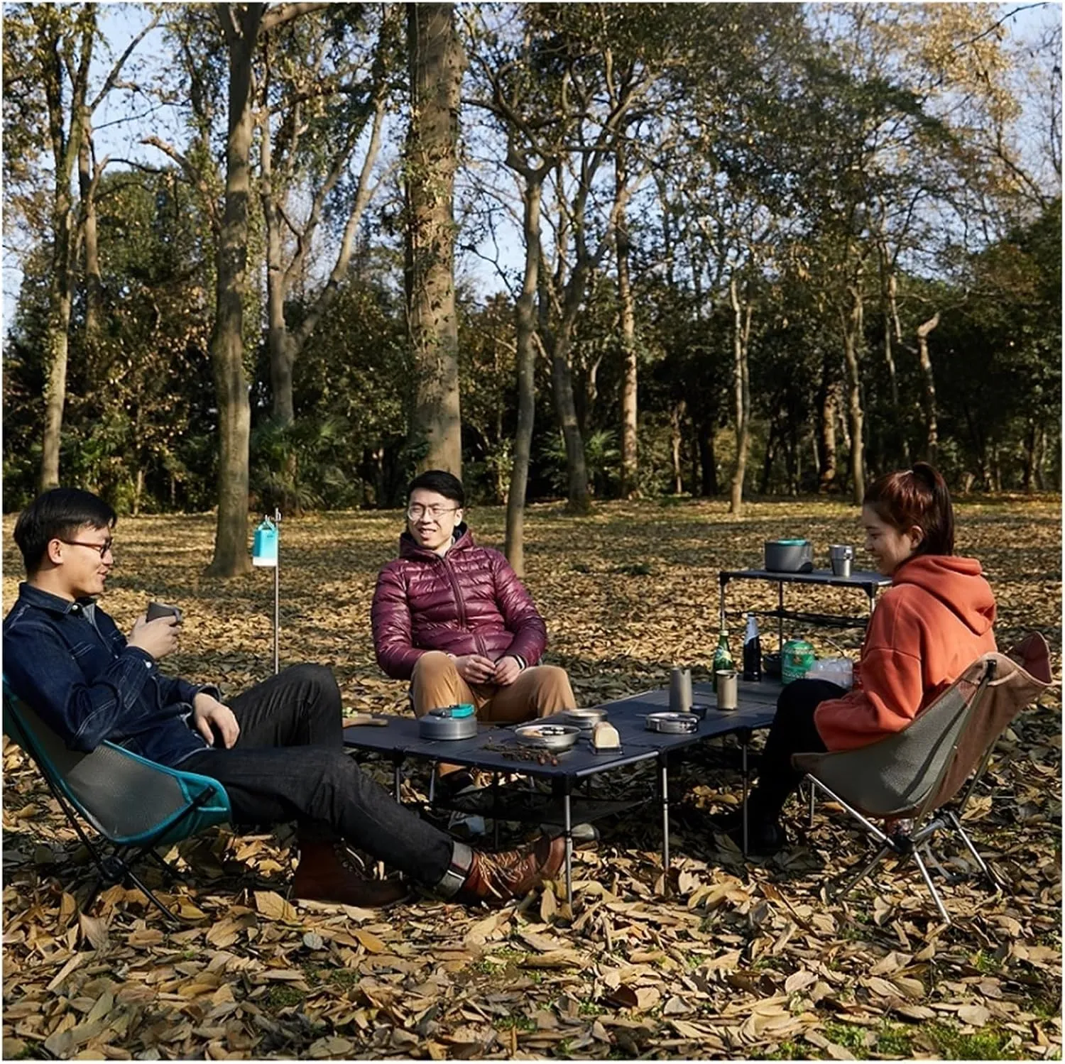 Folding Dining Table Lightweight Rain-Proof Detachable Outdoor Camping Desk Aluminum Alloy Folding Table Portable Picnic Fishing Beer Table (Color : with Lamp Holder)