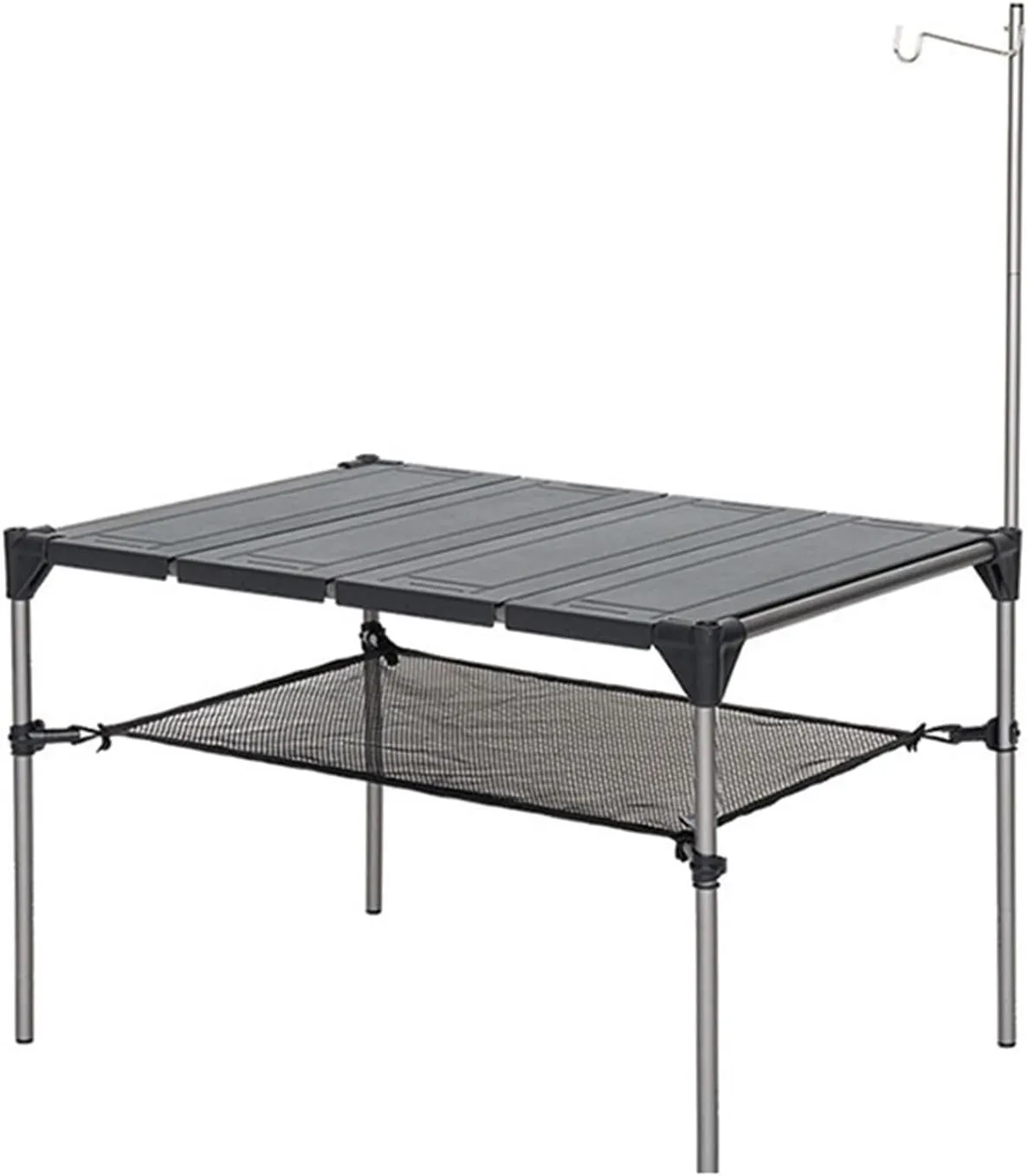 Folding Dining Table Lightweight Rain-Proof Detachable Outdoor Camping Desk Aluminum Alloy Folding Table Portable Picnic Fishing Beer Table (Color : with Lamp Holder)