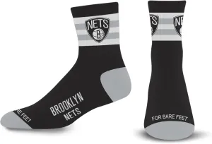 For Bare Feet Men's NBA 5 Stripe Logo Quarter Sock Large