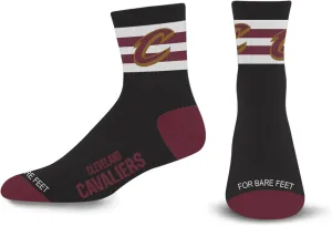 For Bare Feet Men's NBA 5 Stripe Logo Quarter Sock Large