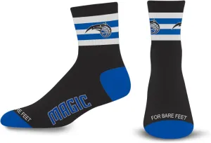 For Bare Feet Men's NBA 5 Stripe Logo Quarter Sock Large