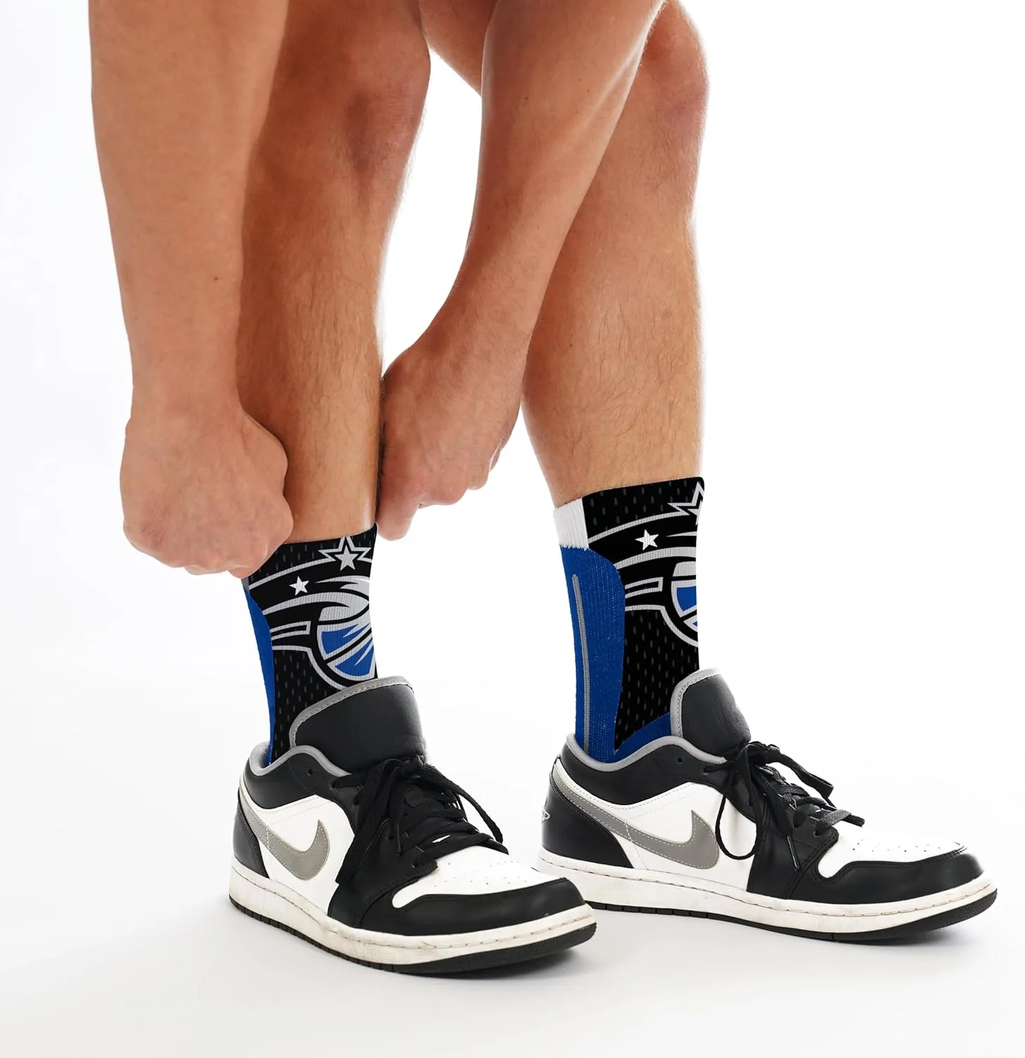 For Bare Feet Men's NBA Logo Zoom Mesh Primary Crew Sock Large