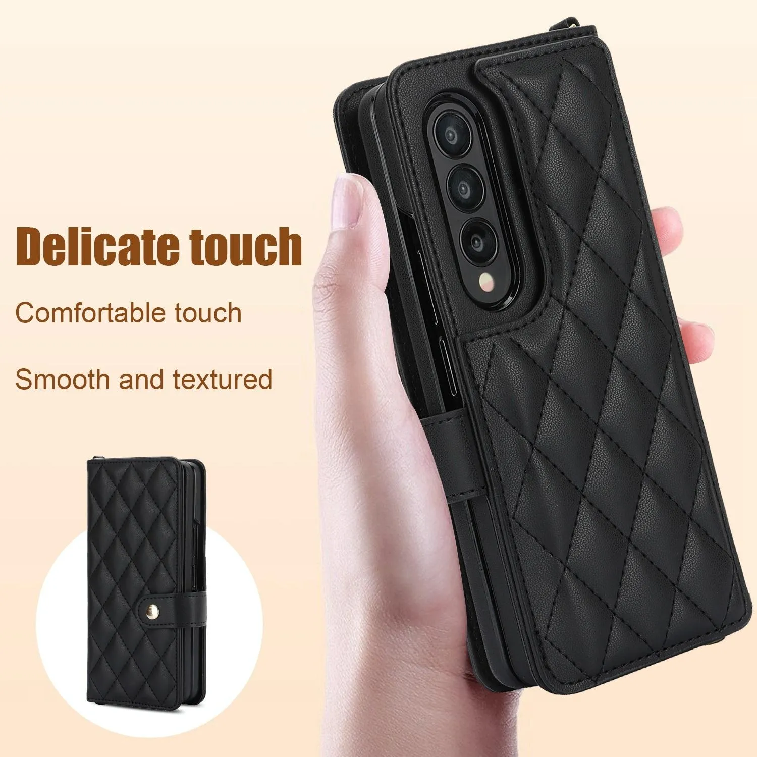 For Samsung Galaxy z Fold4 5G Multifunctional Rhombic Leather Crossbody Phone Case - Red