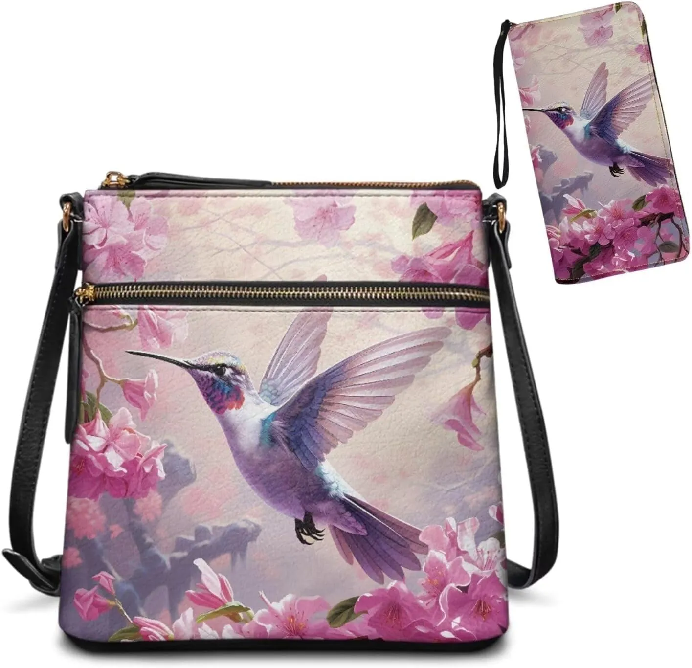 FOR U DESIGNS Leather Crossbody Bags for Women Trendy Travel Shoulder Satchel Handbags Zipper Closure Purse and Wallet Set
