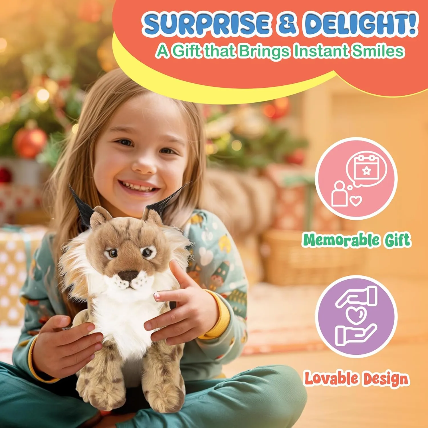 Forest & Twelfth 9" Stuffed Lynx Plush, Heirloom Collection Stuffed Animal, Premium Materials, Best Gift for Kids Age 3 , Nursery and Room Decor (9" Lynx)