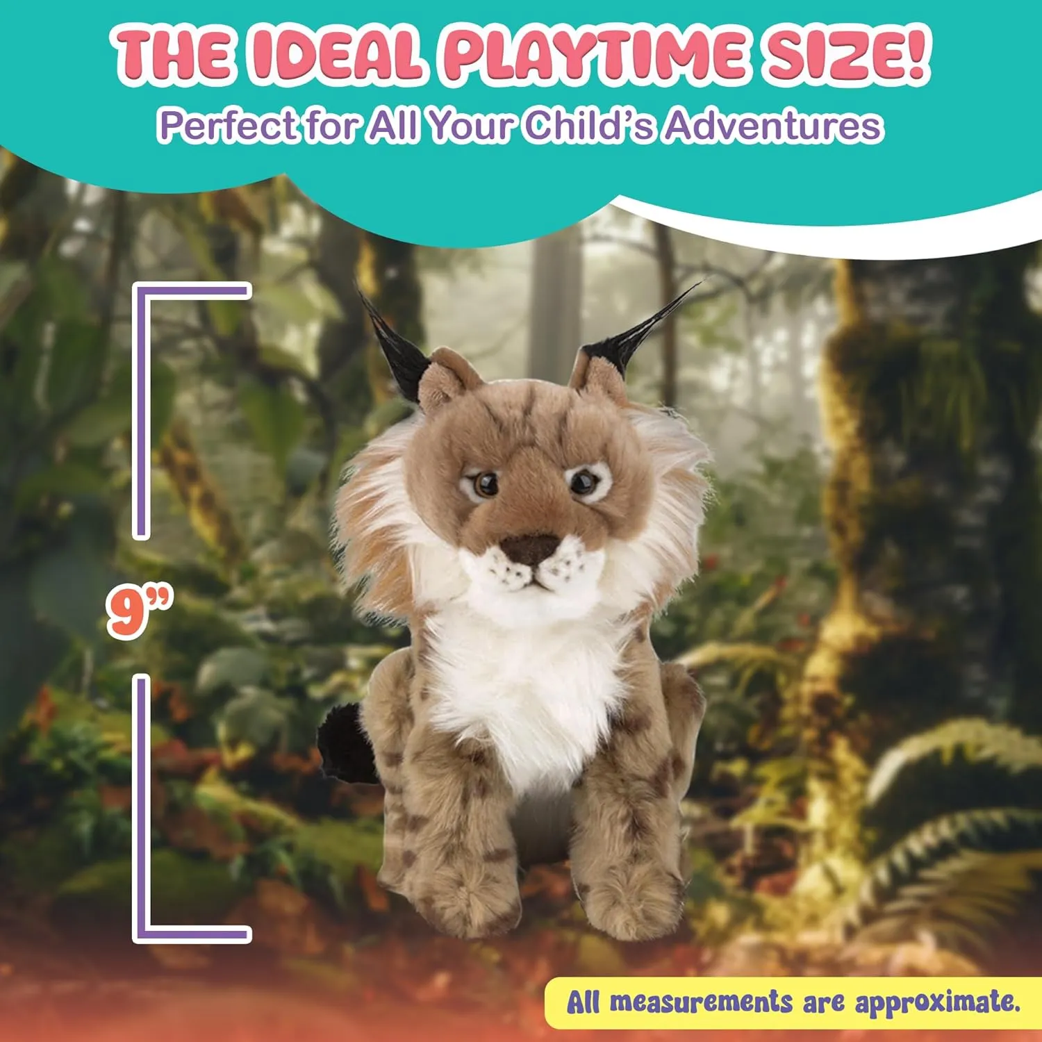 Forest & Twelfth 9" Stuffed Lynx Plush, Heirloom Collection Stuffed Animal, Premium Materials, Best Gift for Kids Age 3 , Nursery and Room Decor (9" Lynx)