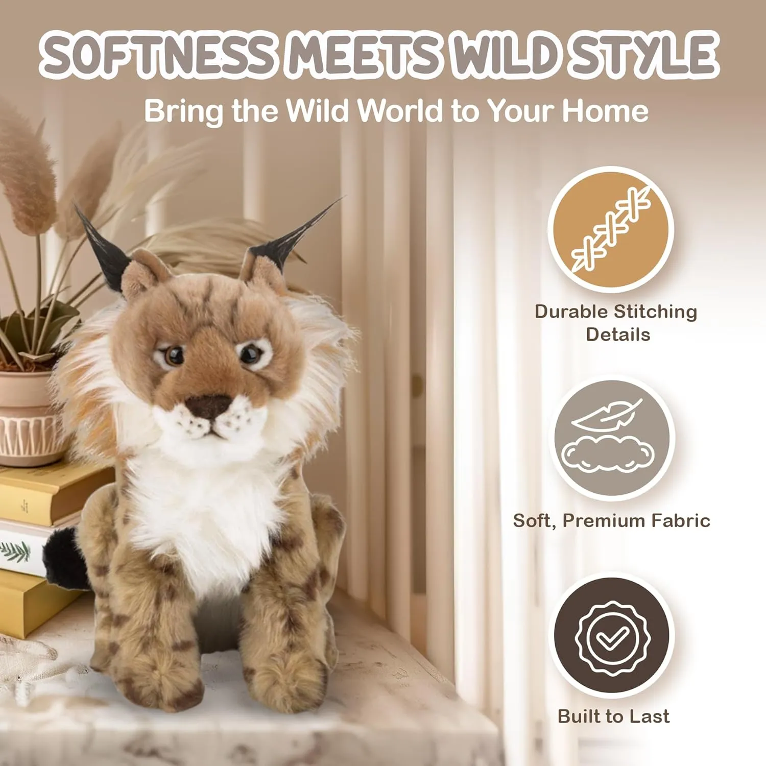 Forest & Twelfth 9" Stuffed Lynx Plush, Heirloom Collection Stuffed Animal, Premium Materials, Best Gift for Kids Age 3 , Nursery and Room Decor (9" Lynx)