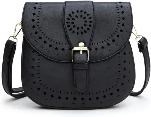 forestfish Ladie's PU Leather Vintage Hollow Bag Crossbody Bag Shoulder Bag