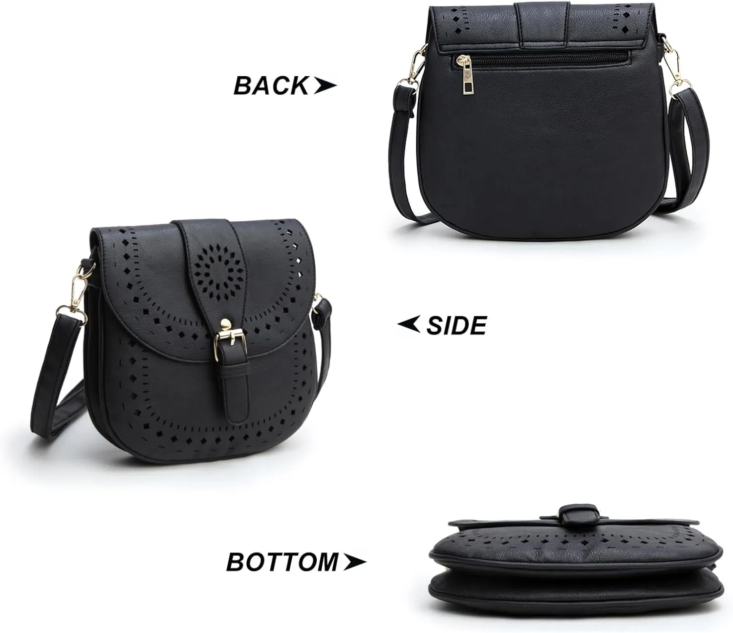 forestfish Ladie's PU Leather Vintage Hollow Bag Crossbody Bag Shoulder Bag