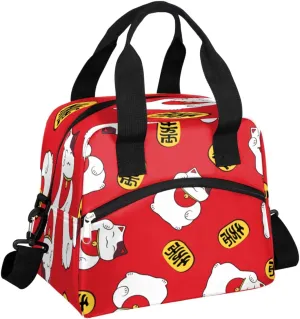 Fortune Cat Insulated Lunch Bag for Women Men Reusable Lunch Box Cooler Bag Large Leakproof Lunch Tote with Adjustable Shoulder Strap for Adult Work Picnic Camping Beach Office
