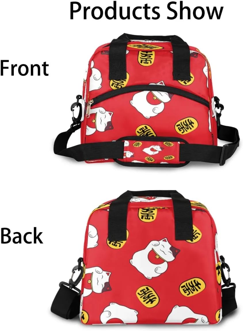 Fortune Cat Insulated Lunch Bag for Women Men Reusable Lunch Box Cooler Bag Large Leakproof Lunch Tote with Adjustable Shoulder Strap for Adult Work Picnic Camping Beach Office