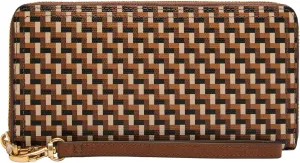 Fossil Women's Logan RFID-Blocking Zip Around Clutch Wallet with Wristlet Strap