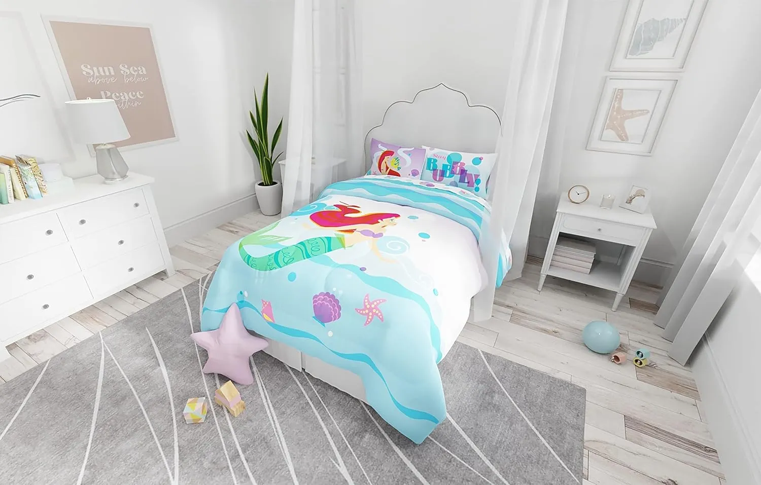 Franco The Little Mermaid ArielKids Bedding Super Soft Microfiber Reversible Comforter, Twin/Full, (Official Licensed Disney Product)