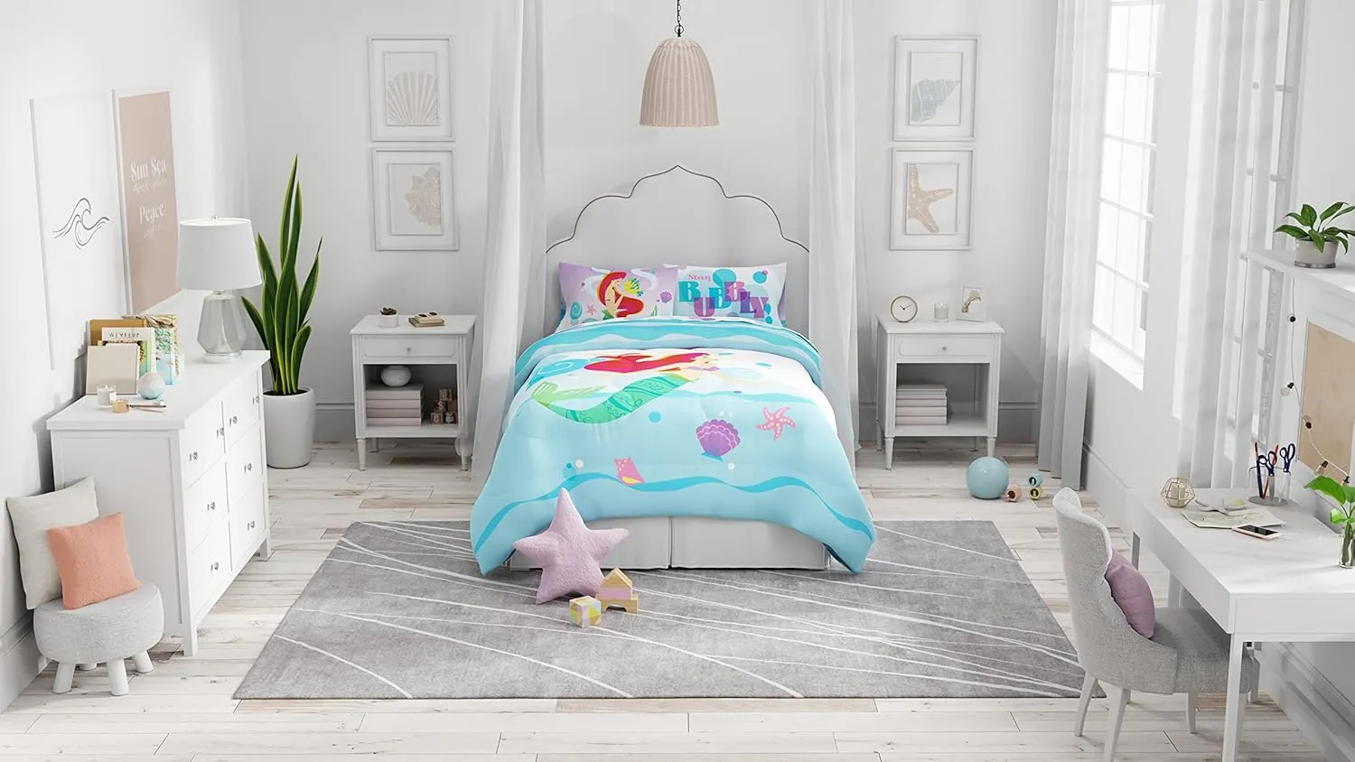 Franco The Little Mermaid ArielKids Bedding Super Soft Microfiber Reversible Comforter, Twin/Full, (Official Licensed Disney Product)