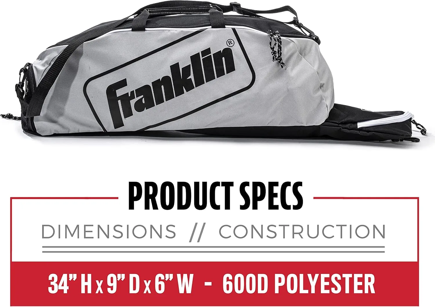 Franklin Sports Youth Baseball Bat Bag - Kids Teeball, Softball, Baseball Equipment Bag - Holds Bat, Helmet, Cleats and More