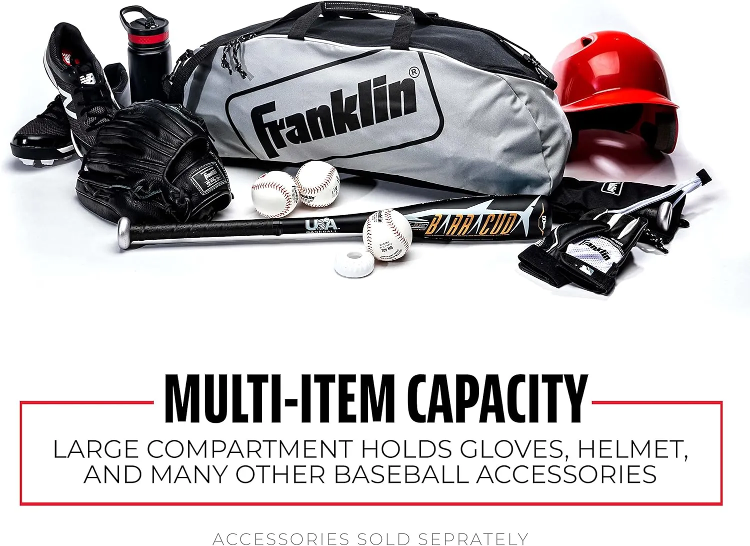 Franklin Sports Youth Baseball Bat Bag - Kids Teeball, Softball, Baseball Equipment Bag - Holds Bat, Helmet, Cleats and More