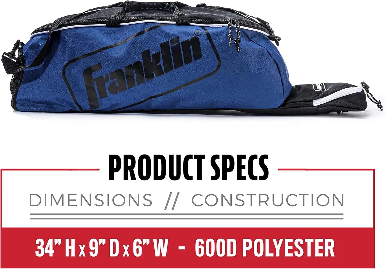 Franklin Sports Youth Baseball Bat Bag - Kids Teeball, Softball, Baseball Equipment Bag - Holds Bat, Helmet, Cleats and More
