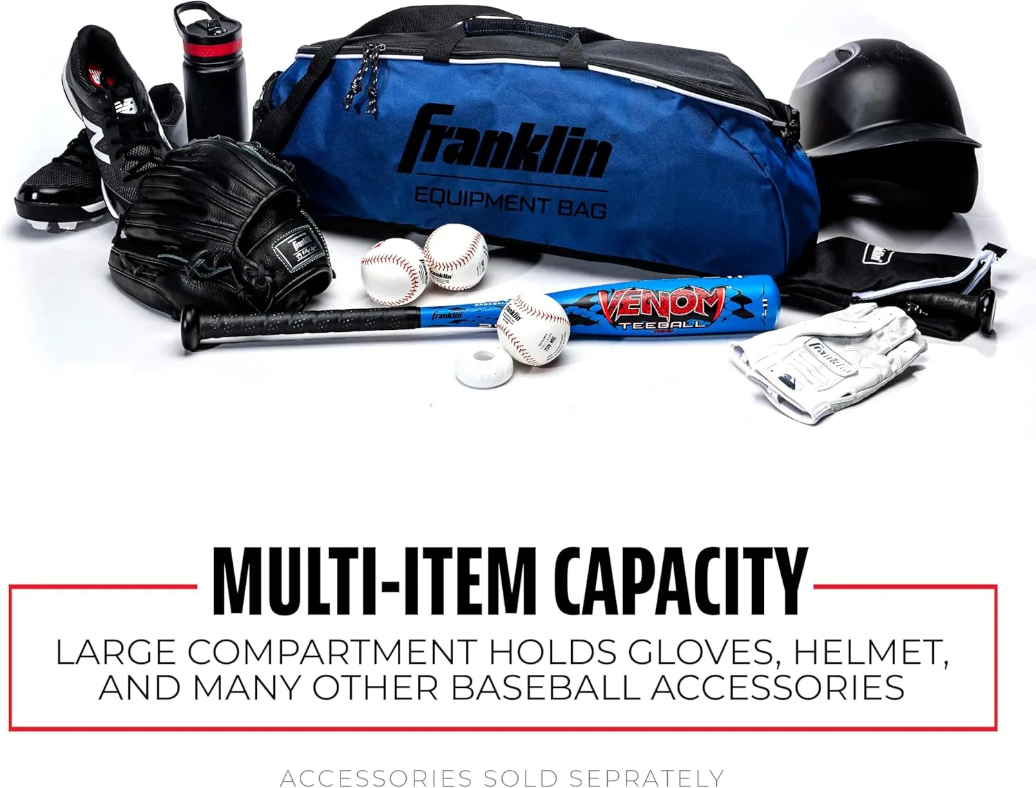 Franklin Sports Youth Baseball Bat Bag - Kids Teeball, Softball, Baseball Equipment Bag - Holds Bat, Helmet, Cleats and More