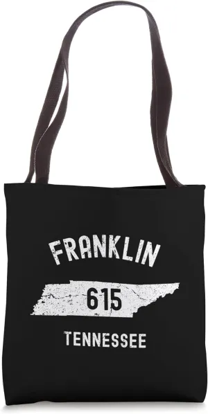 Franklin Tennessee TN 615 Vintage Athletic Style Tote Bag