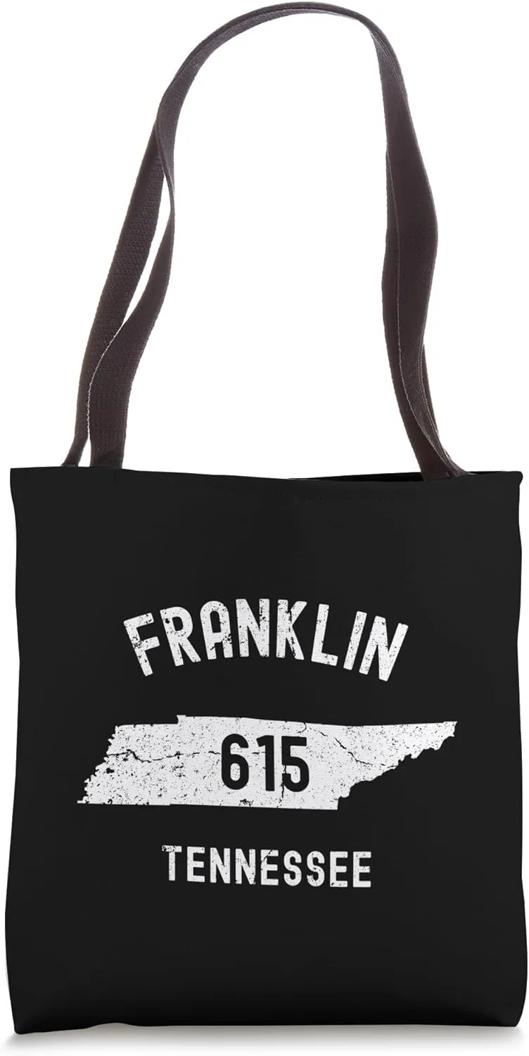 Franklin Tennessee TN 615 Vintage Athletic Style Tote Bag
