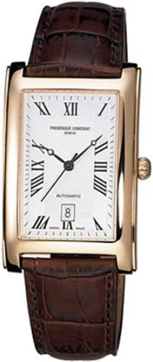 Frederique Constant Carree Automatic Silver Dial Leather Strap Mens Watch 303MC4C25