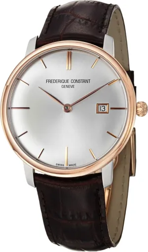 Frederique Constant Men's FC-306V4STZ9 Slim Line Brown Leather Strap Watch