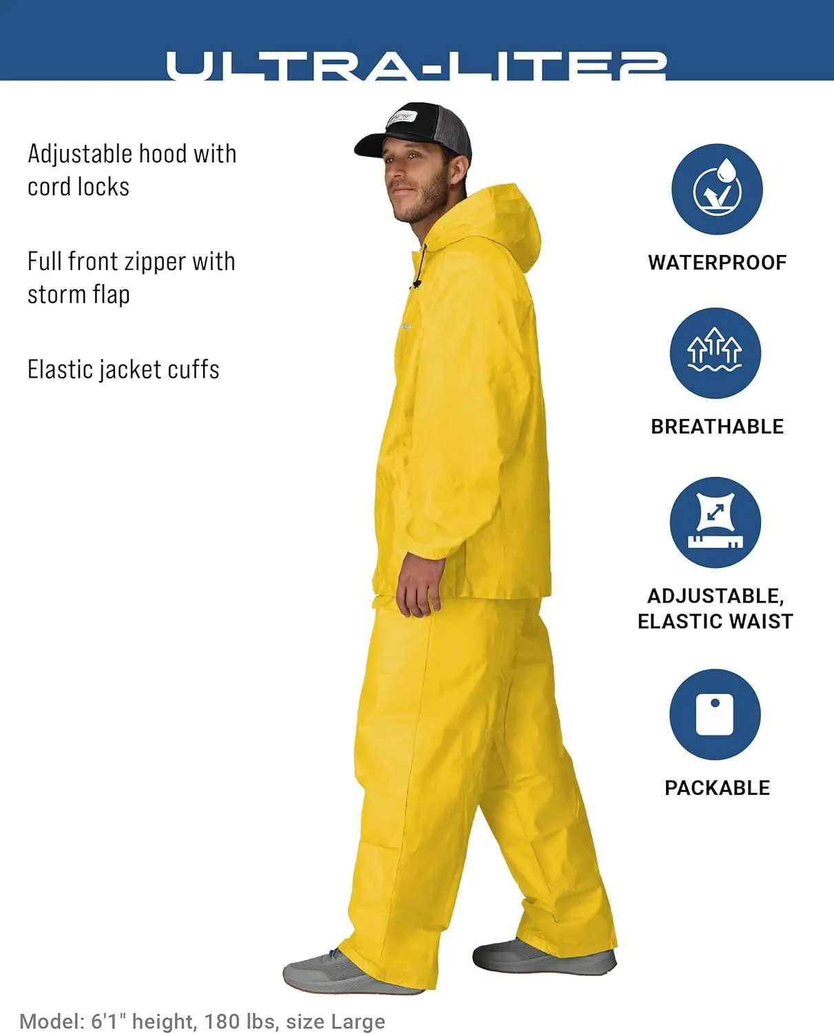 FROGG TOGGS Men's Ultra-Lite2 2-Layer Waterproof Breathable Rain Suit