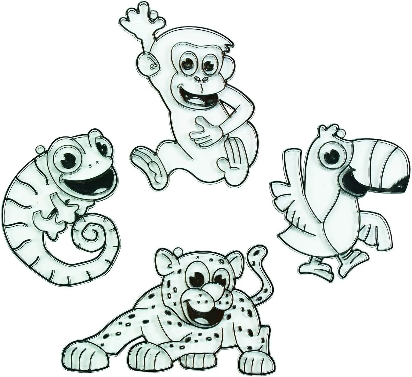 Fun Express Animal Paint Your Own Suncatchers - Crafts for Kids and Fun Home Activities (Jungle Animals) - VBS Vacation Bible School Supplies/Decor