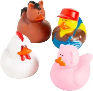 Fun Express Farm Rubber Ducks, Duckies, 12 Pieces, Birthday Parties, Treasure Chest Supplies