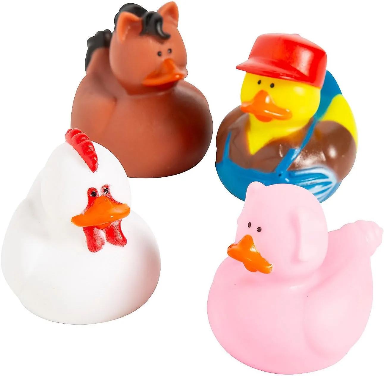 Fun Express Farm Rubber Ducks, Duckies, 12 Pieces, Birthday Parties, Treasure Chest Supplies