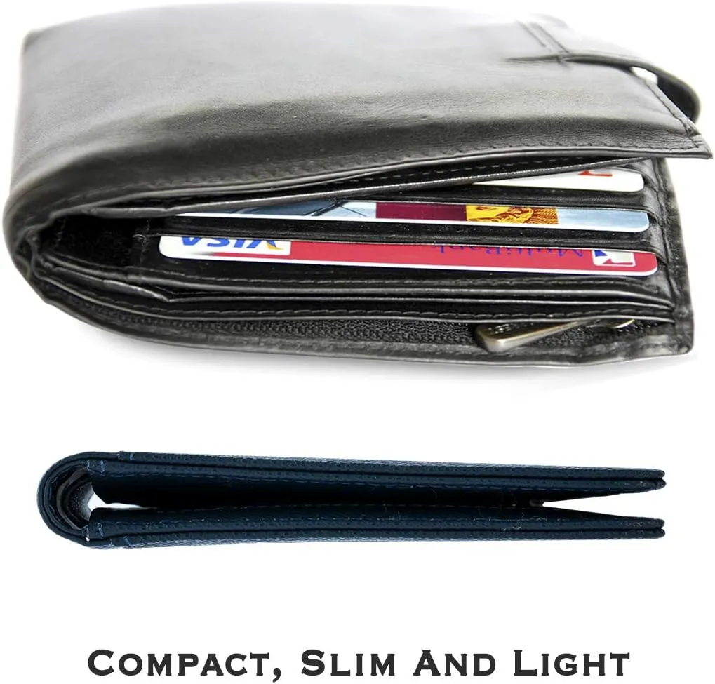 Functional Compact RFID Blocking Bifold Wallet for Men, Made of Finest Genuine Leather