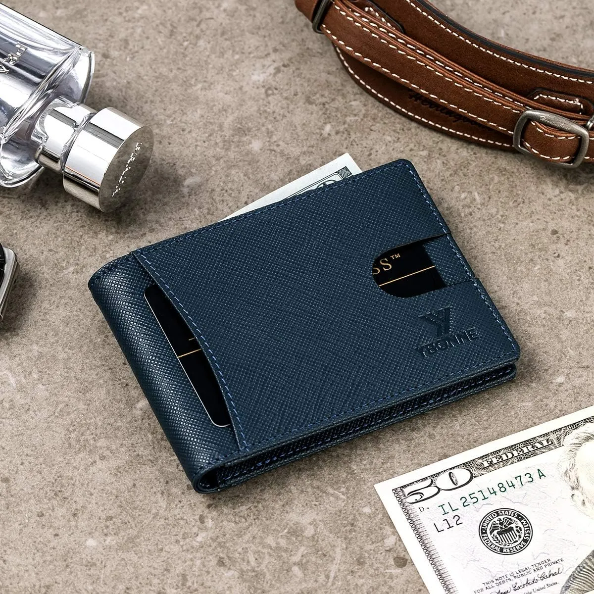Functional Compact RFID Blocking Bifold Wallet for Men, Made of Finest Genuine Leather