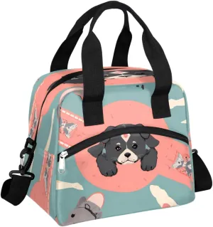 Funny Animation Dog Insulated Lunch Bag for Women Men, Reusable Lunch Box Container with Adjustable Shoulder Strap Large Leakproof Thermal Lunch Cooler Bag for Adult Work Picnic Office